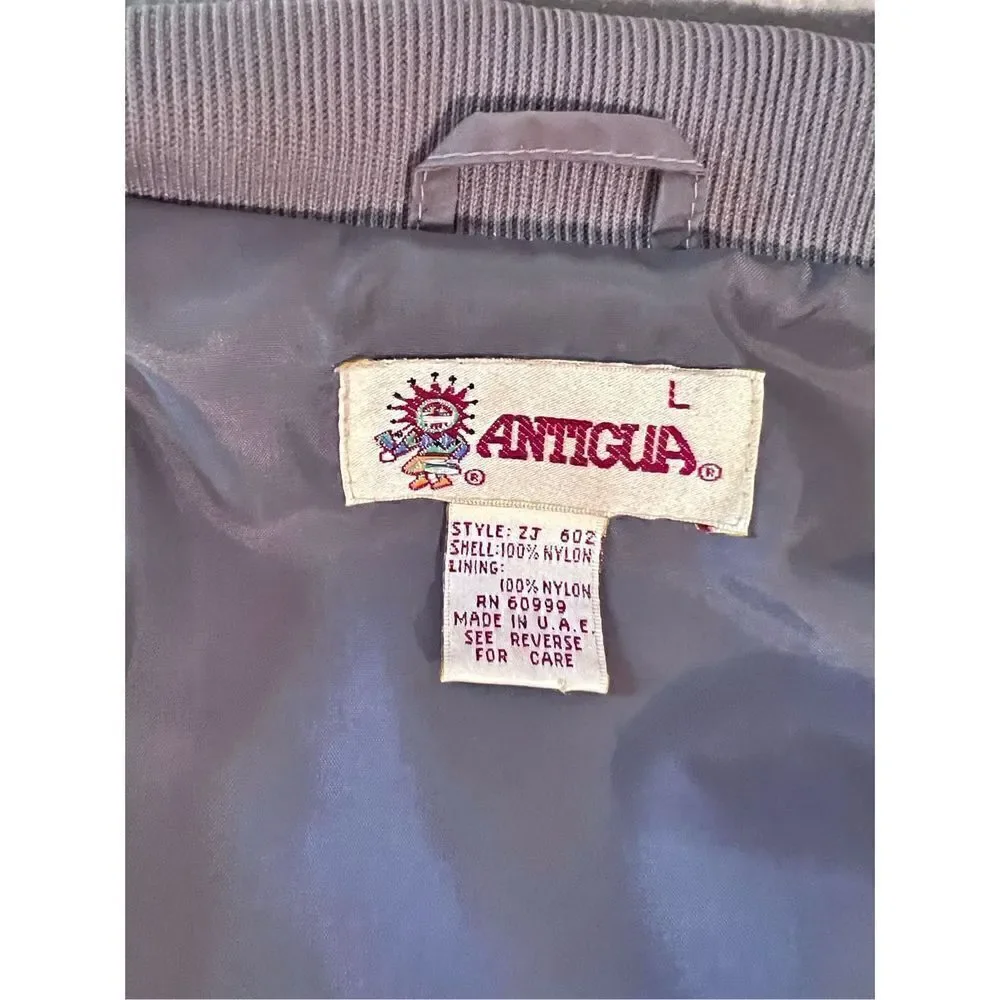 Vintage Antigua Nylon Indian Creek Gray Golf Jacket Size Large